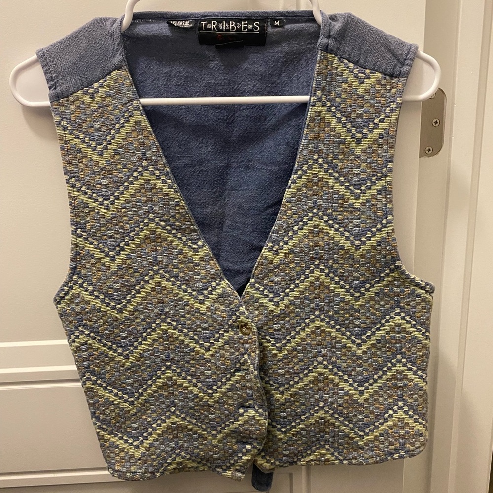 TRIBES Blue and Yellow Chevron Vest size medium